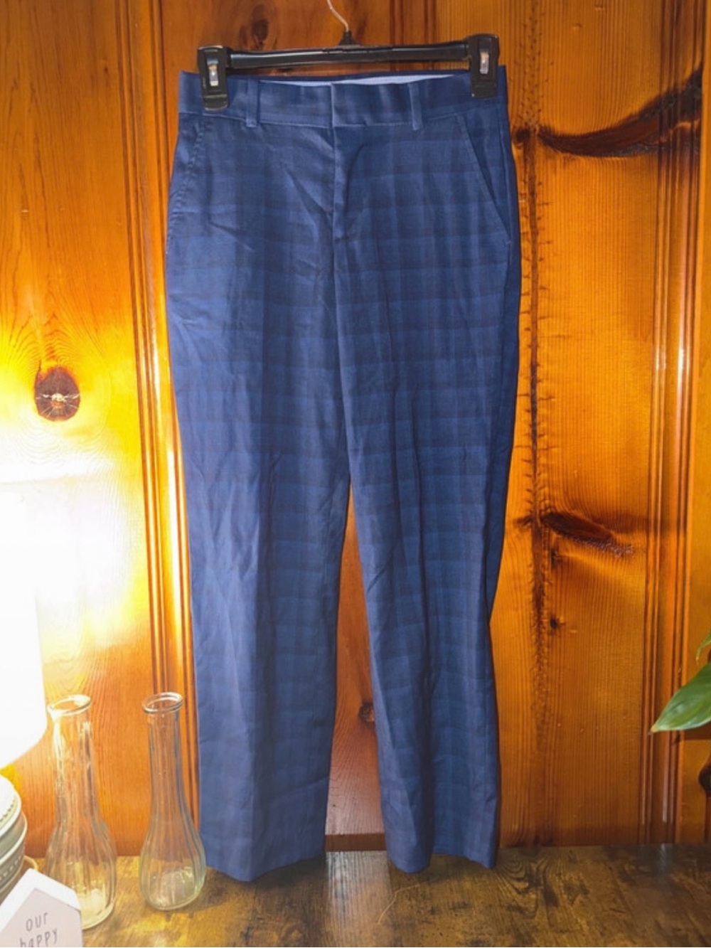 Boys Blue Plaid Dress Pants